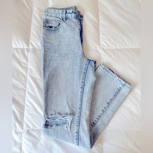 COTTON ON distressed rip knee long straight jean